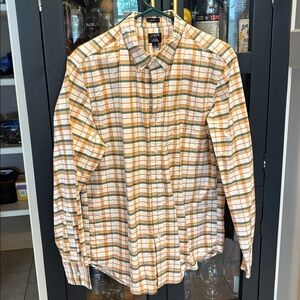 J. Crew Checkered Shirt in Orange and White and Tan
